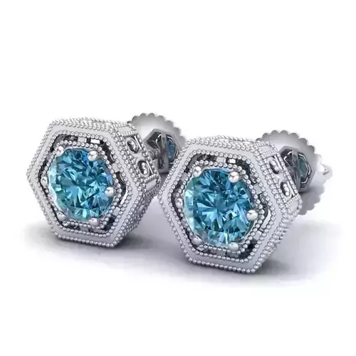 Vintage-3563A4 E pair of topaz stud earrings 3D print model