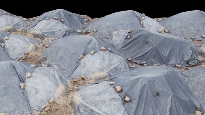 Plasic Trash Hill with Rock Sides Low-poly 3D model