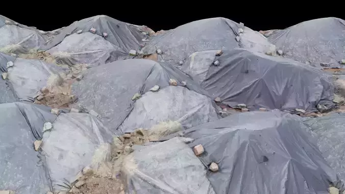 Plasic Trash Hill with Rock Sides Low-poly 3D model