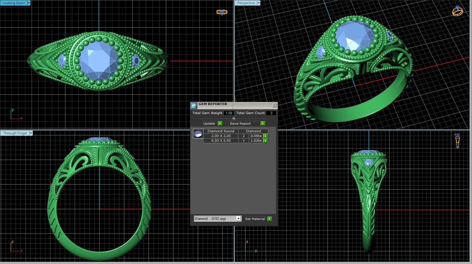 Vintage-3562A4 R sapphire and diamond engagement ring 3D print model_2