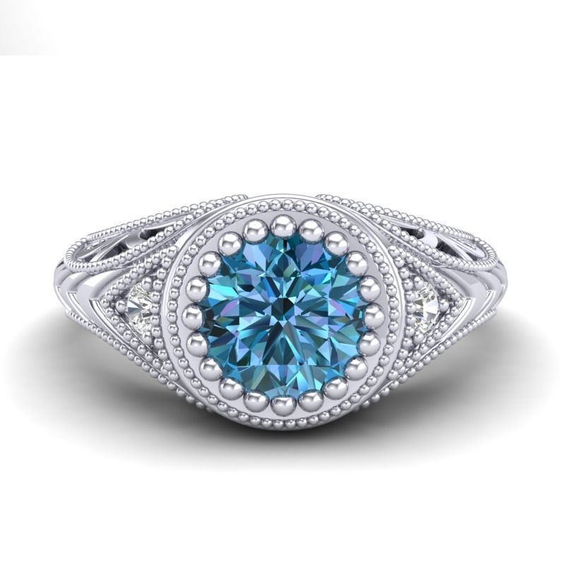 Vintage-3562A4 R sapphire and diamond engagement ring 3D print model_1