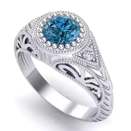 Vintage-3562A4 R sapphire and diamond engagement ring 3D print model
