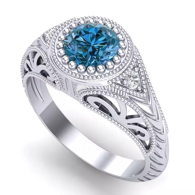 Vintage-3562A4 R sapphire and diamond engagement ring 3D print model_0