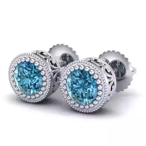 Vintage-3562A4 E pair of topaz stud earrings 3D print model