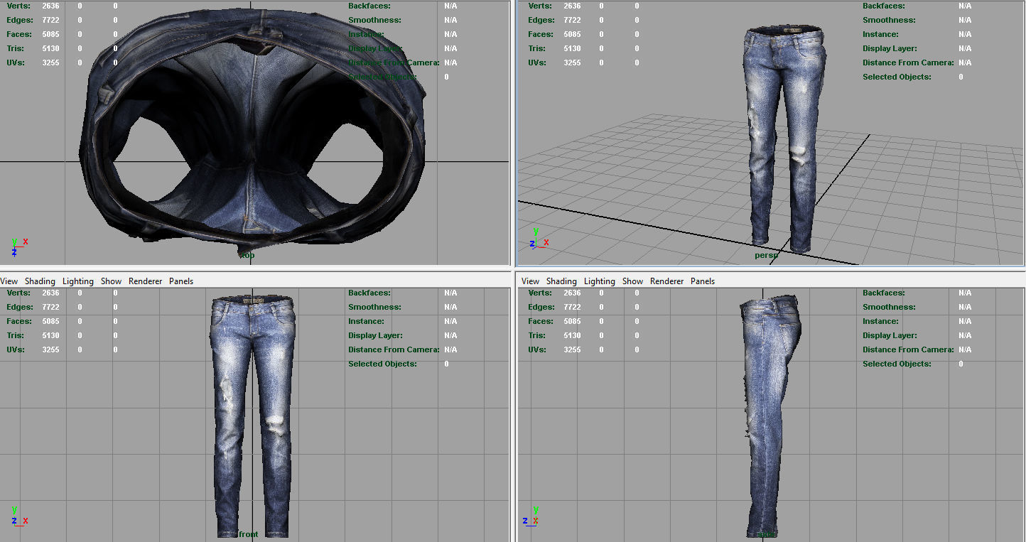 Ripped Jeans Low-poly 3D model_7
