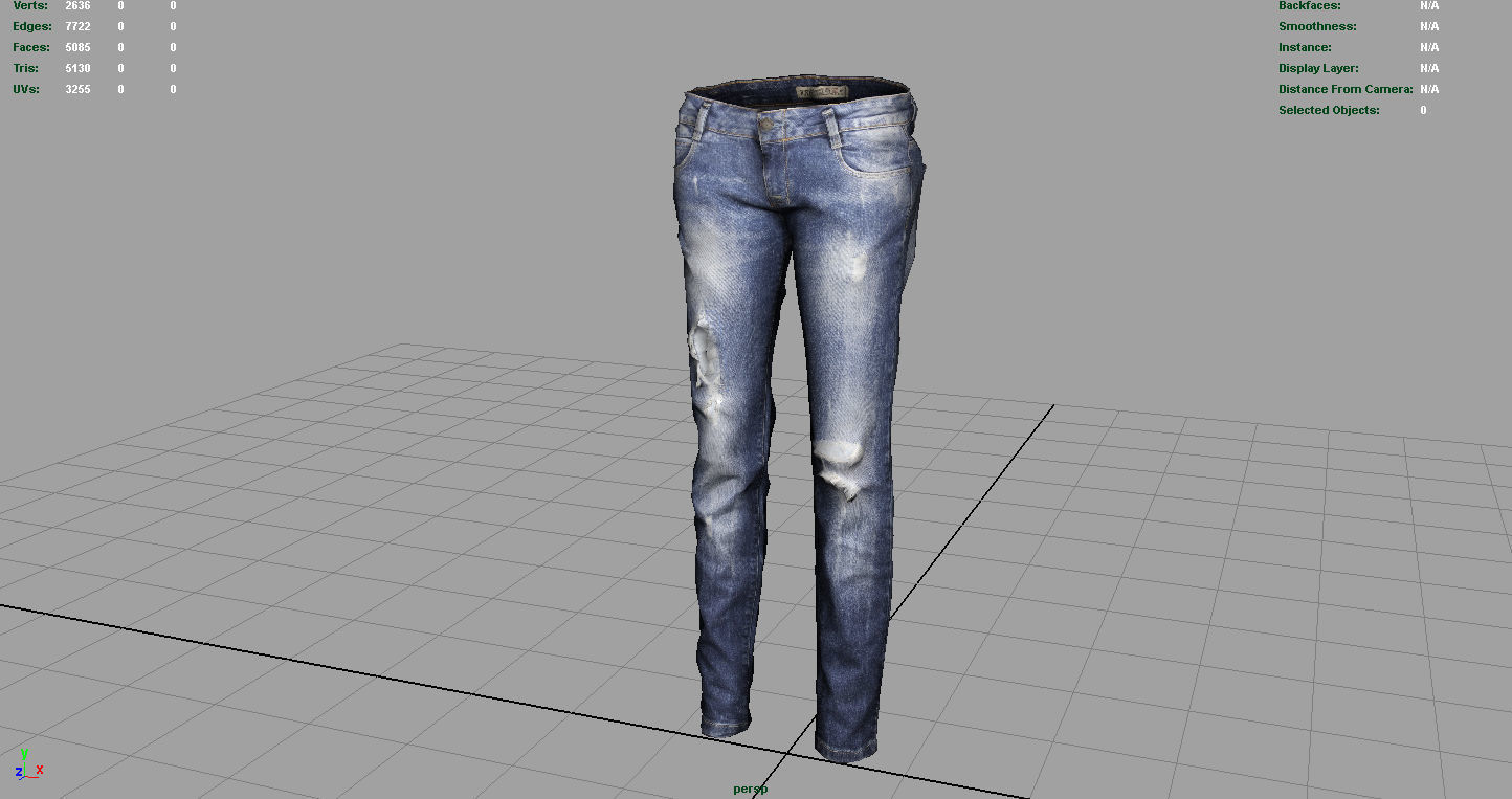 Ripped Jeans Low-poly 3D model_3