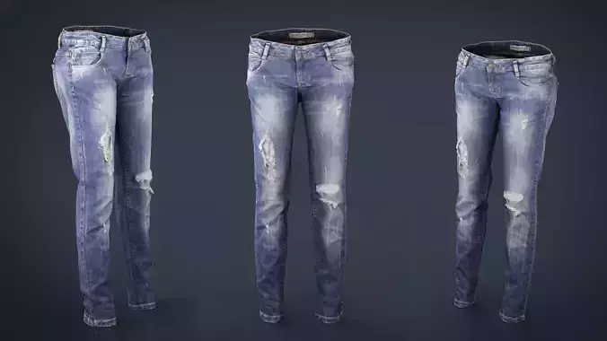 Ripped Jeans Low-poly 3D model