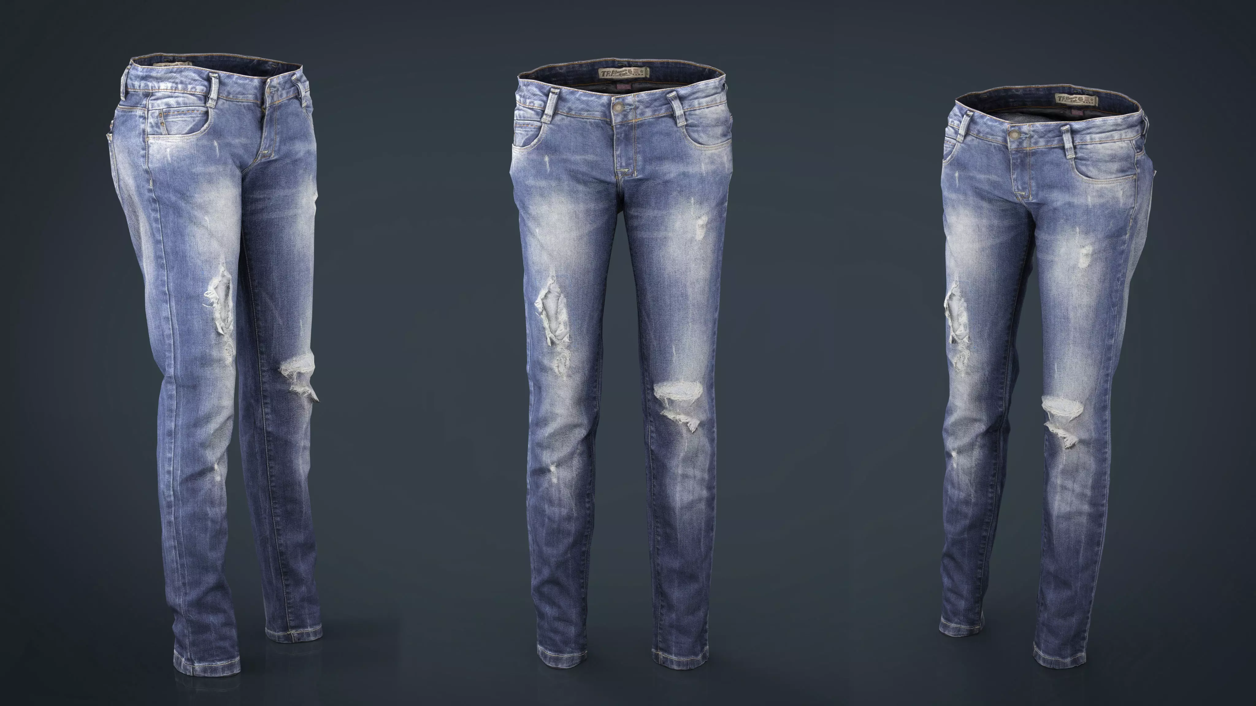 Ripped Jeans Low-poly 3D model_0