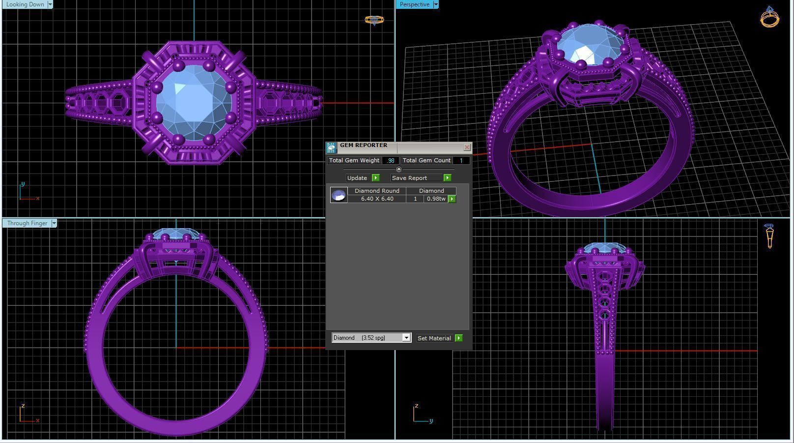 Vintage-3559A4 R sapphire and diamond engagement ring 3D print model_2