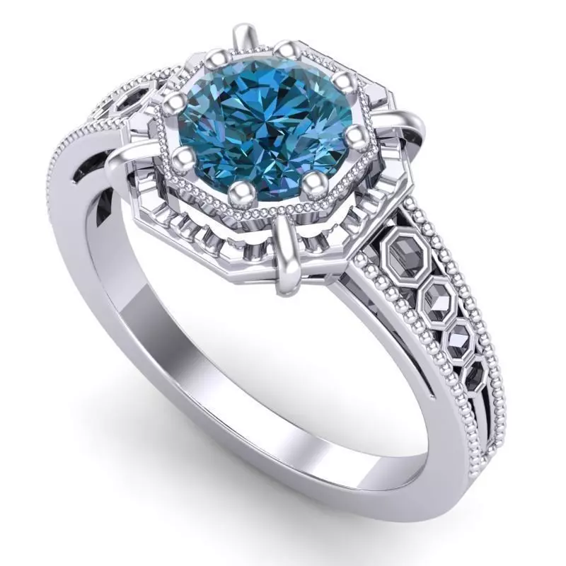 Vintage-3559A4 R sapphire and diamond engagement ring 3D print model_0