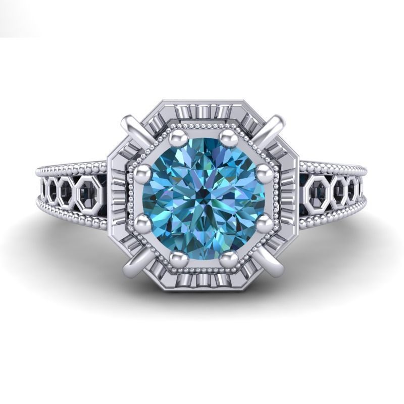 Vintage-3559A4 R sapphire and diamond engagement ring 3D print model_1