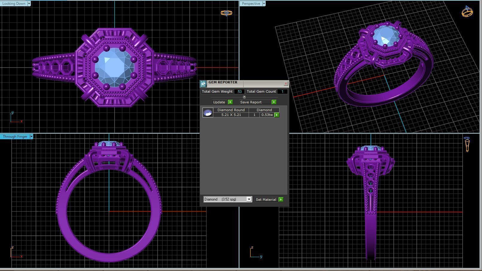 Vintage-3559A4 R sapphire and diamond engagement ring 3D print model_5