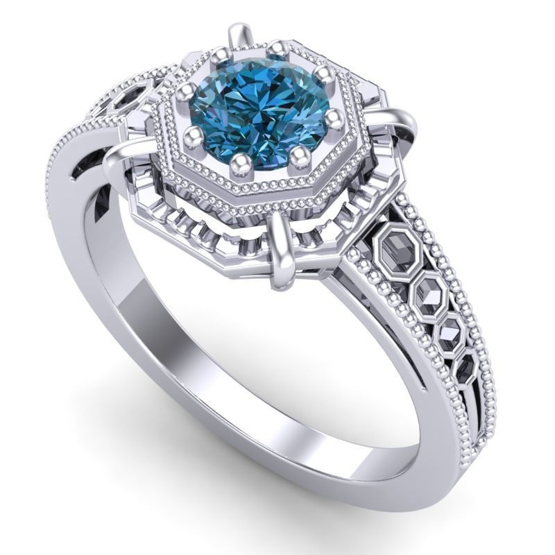 Vintage-3559A4 R sapphire and diamond engagement ring 3D print model_3