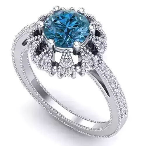 Vintage-3577A4 R sapphire and diamond engagement ring