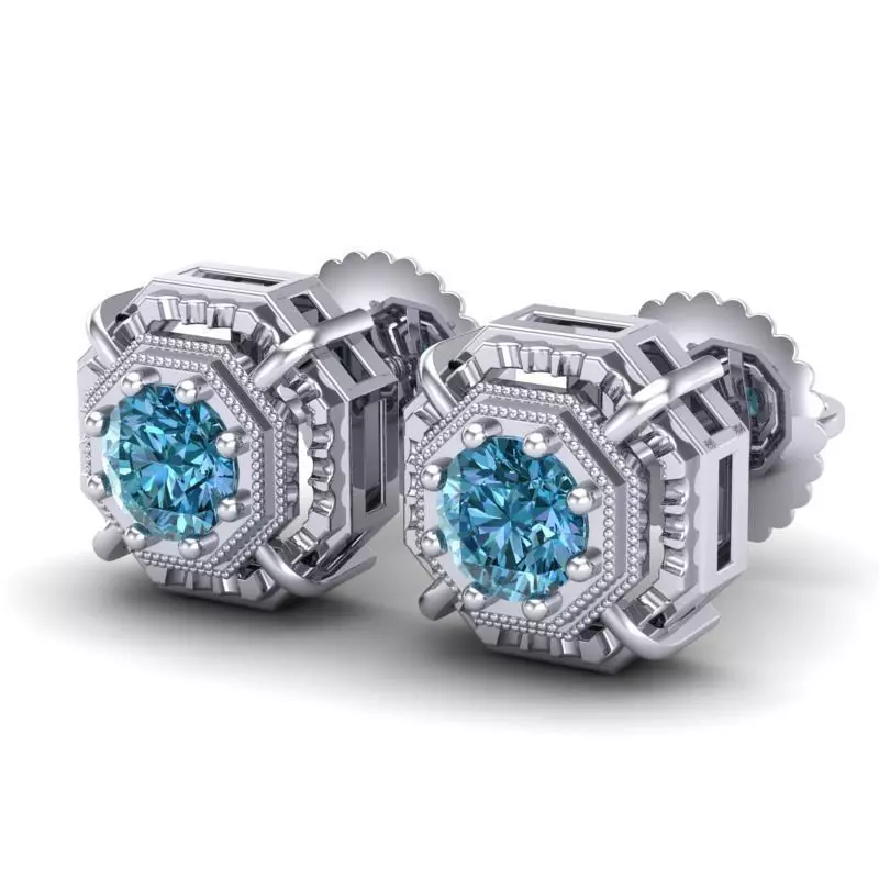 Vintage-3559A4 E topaz stud earrings 3D print model_0