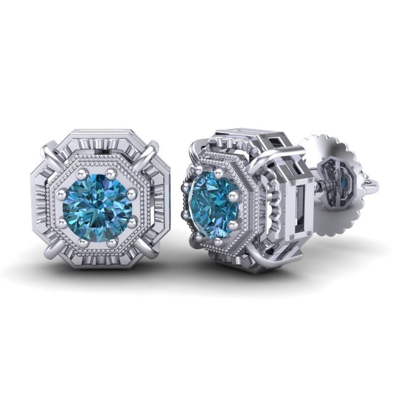 Vintage-3559A4 E topaz stud earrings 3D print model_1