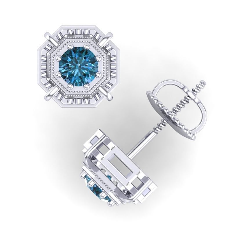 Vintage-3559A4 E topaz stud earrings 3D print model_2