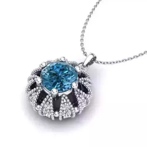 Vintage-3577A4 N topaz pendant with diamonds