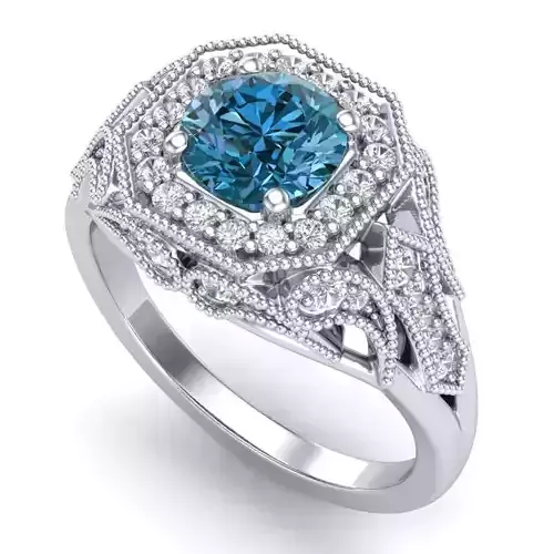 Vintage-3659A4 R engagement ring with sapphire and diamonds