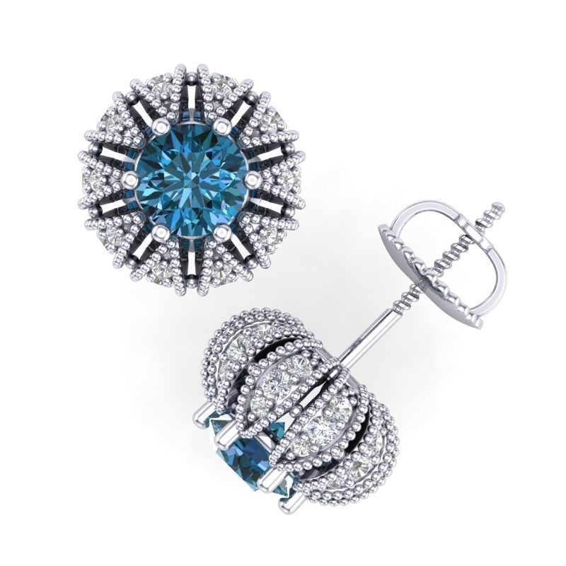 Vintage-3577A4 E topaz stud earrings 3D print model_2