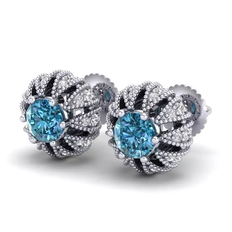 Vintage-3577A4 E topaz stud earrings 3D print model_0