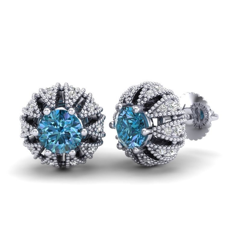 Vintage-3577A4 E topaz stud earrings 3D print model_1
