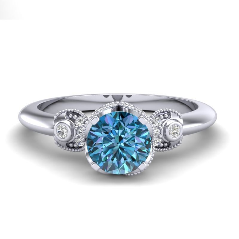 Vintage-3558A4 R engagement ring with topaz and diamonds 3D print model_1