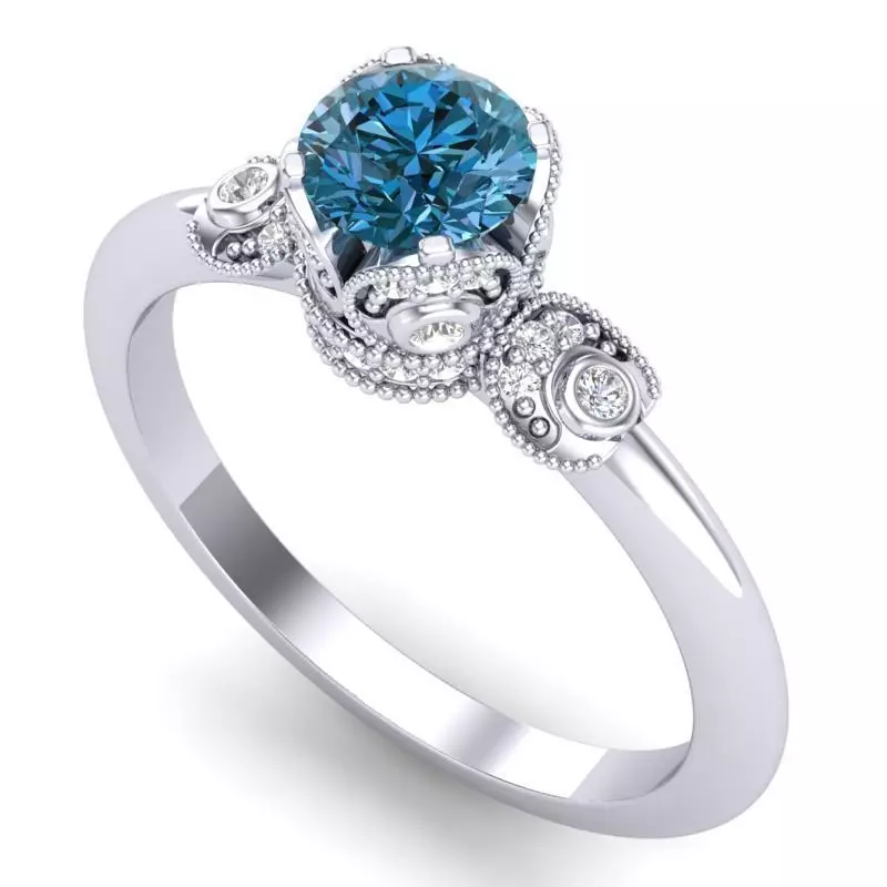 Vintage-3558A4 R engagement ring with topaz and diamonds 3D print model_0