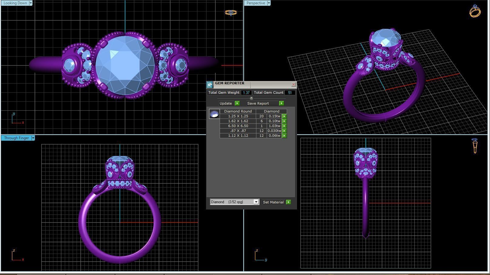 Vintage-3558A4 R engagement ring with topaz and diamonds 3D print model_5