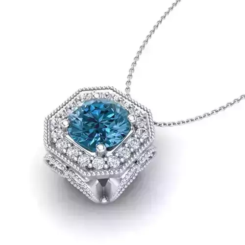 Vintage-3659A4 N octagonal sapphire and diamond pendant