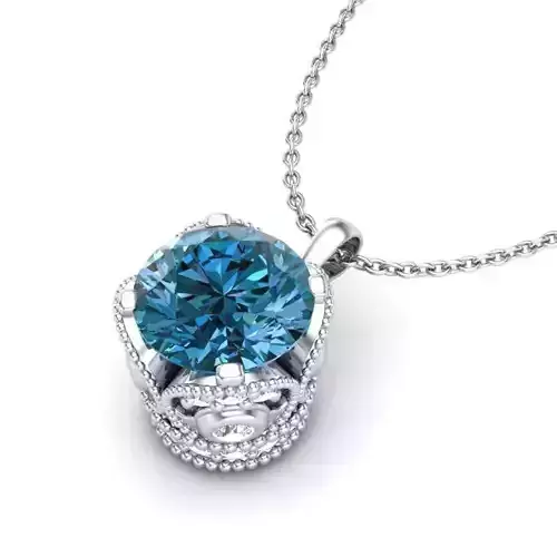 Vintage-3558A4 N sapphire and diamond pendant