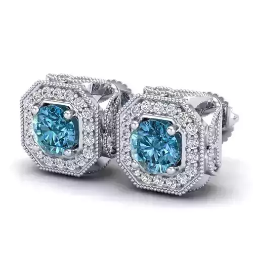 Vintage-3659A4 E pair of diamond stud earrings