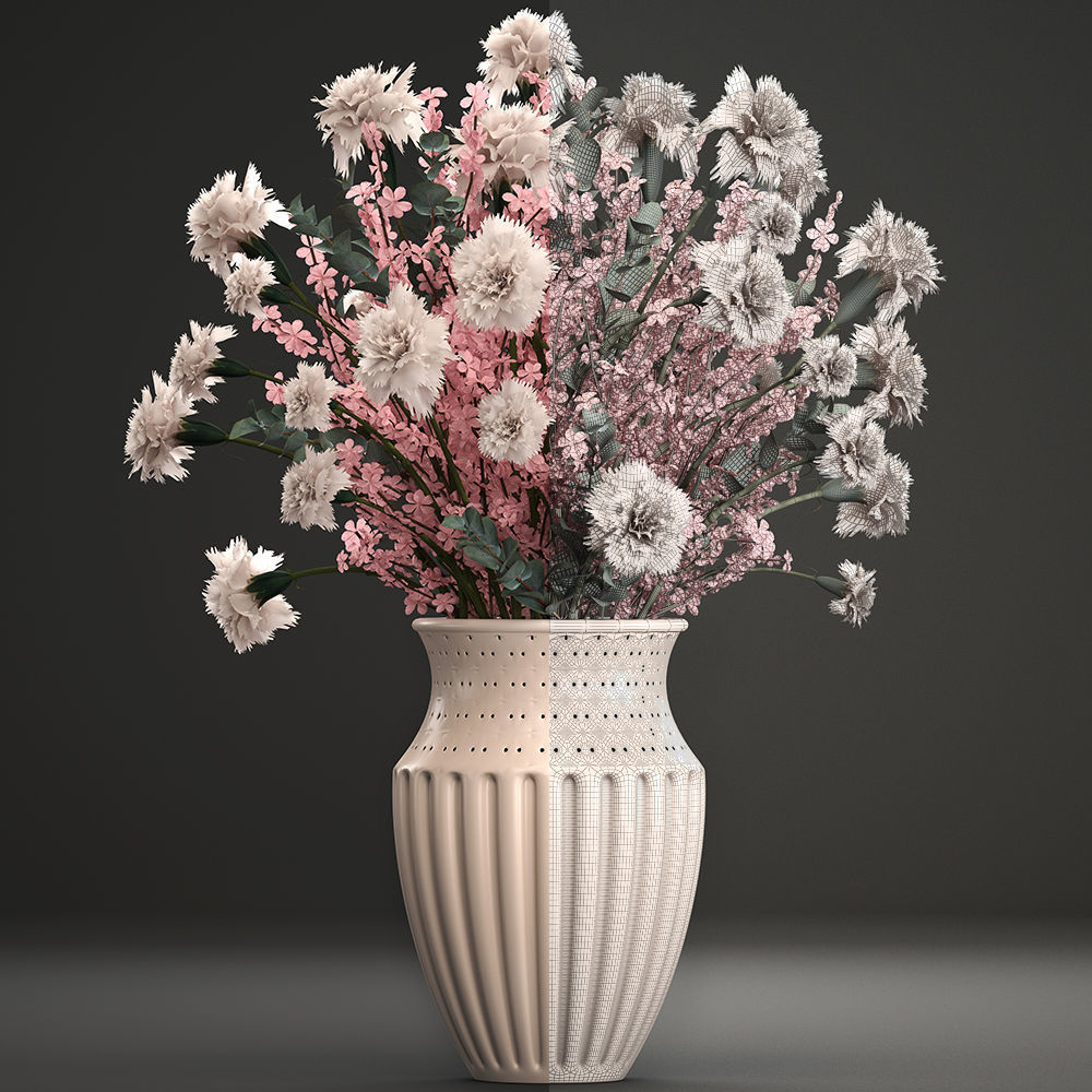 Decorative bouquet of flowers 3D model_7