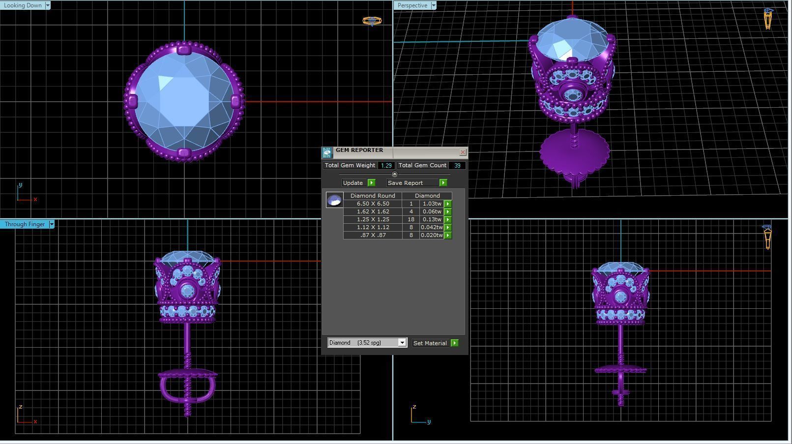Vintage-3558A4 E topaz and diamond stud earrings 3D print model_5