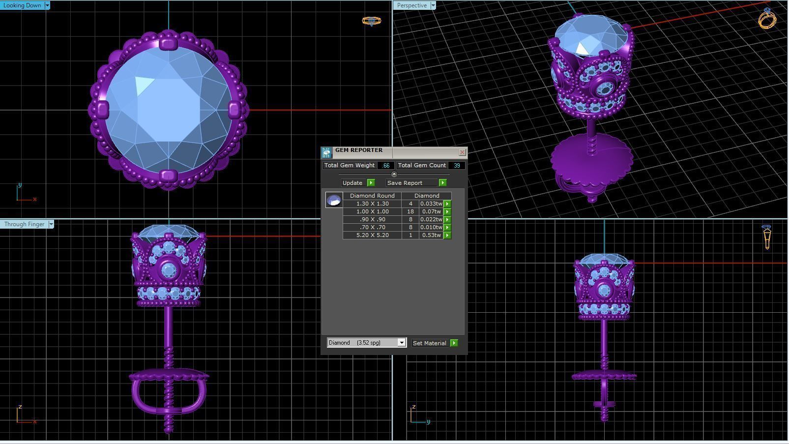 Vintage-3558A4 E topaz and diamond stud earrings 3D print model_2