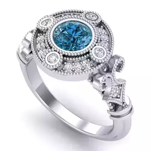 Vintage-3575A4-R sapphire and diamond engagement ring