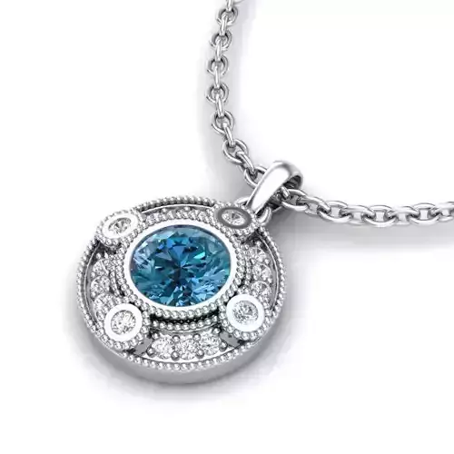 Vintage-3575A4-N topaz and diamond pendant in sterling silver
