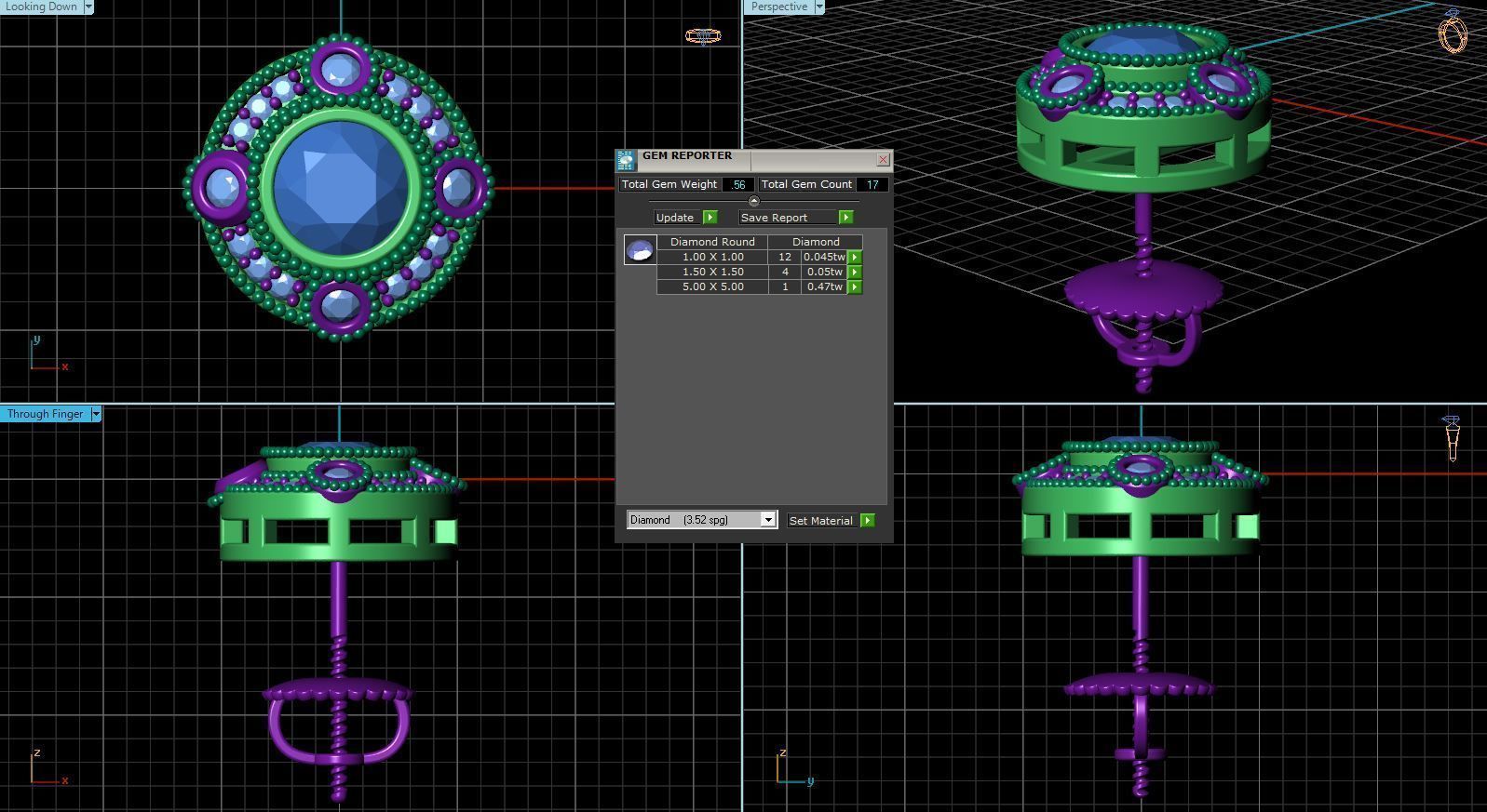 Vintage-3575A4-E topaz and diamond stud earrings 3D print model_3