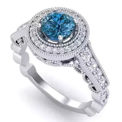 Vintage-3574A4 R diamond halo engagement ring