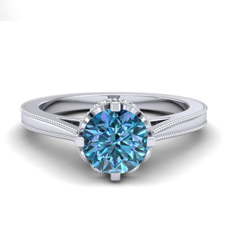 Vintage-3557A4 R engagement ring with diamond 3D print model_4