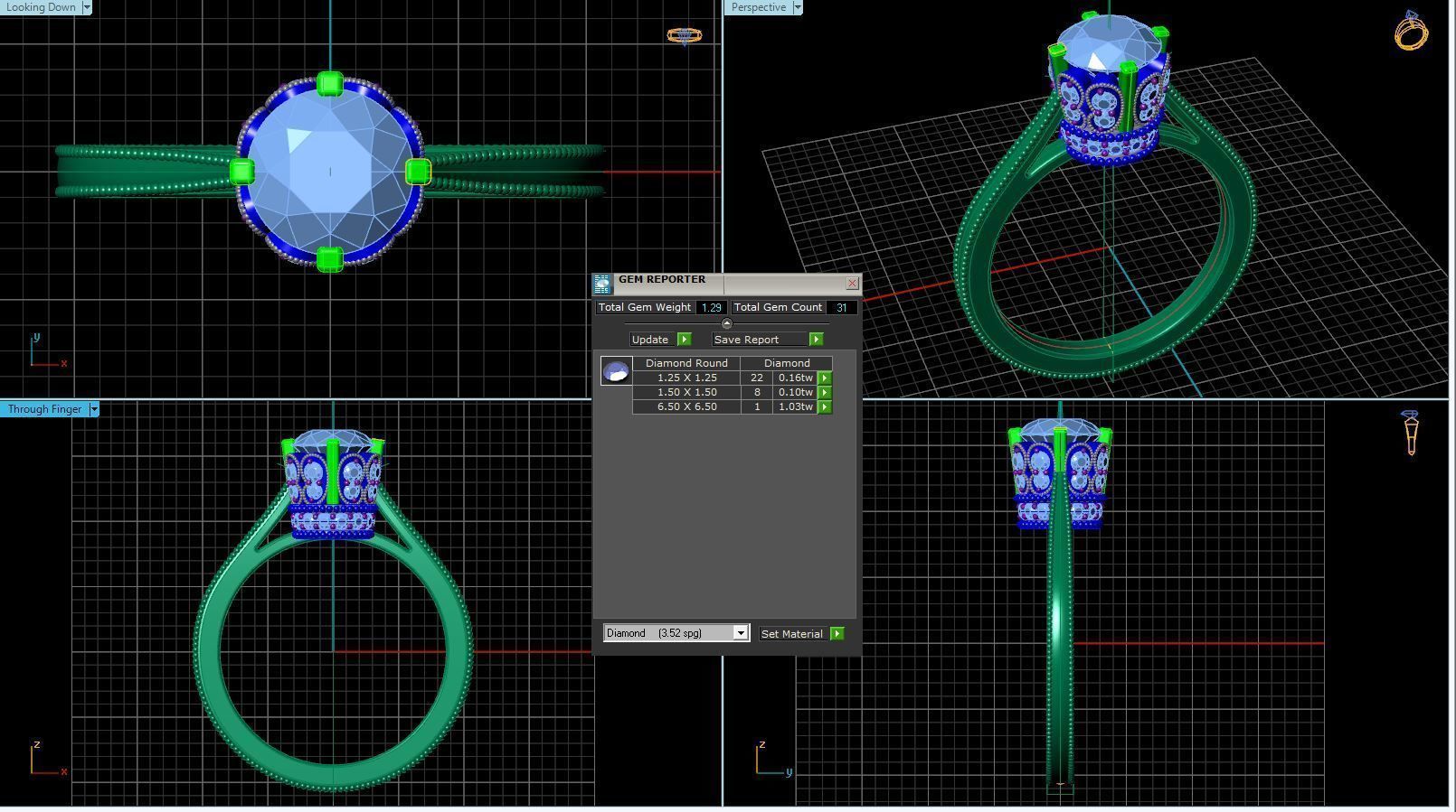Vintage-3557A4 R engagement ring with diamond 3D print model_8