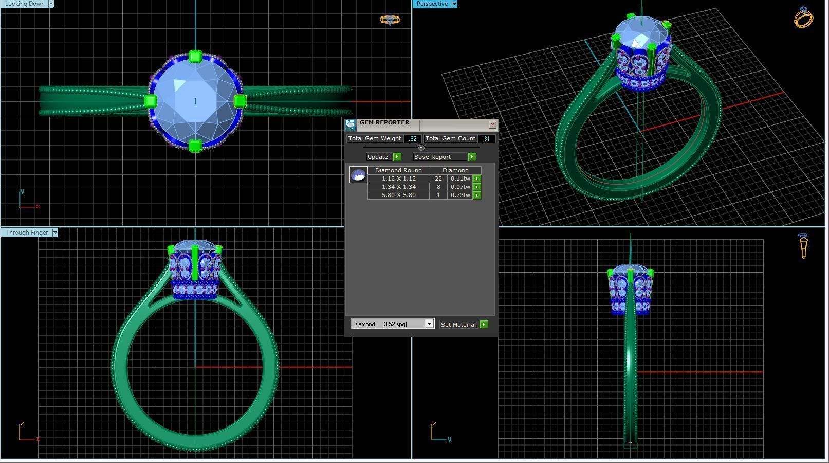 Vintage-3557A4 R engagement ring with diamond 3D print model_5
