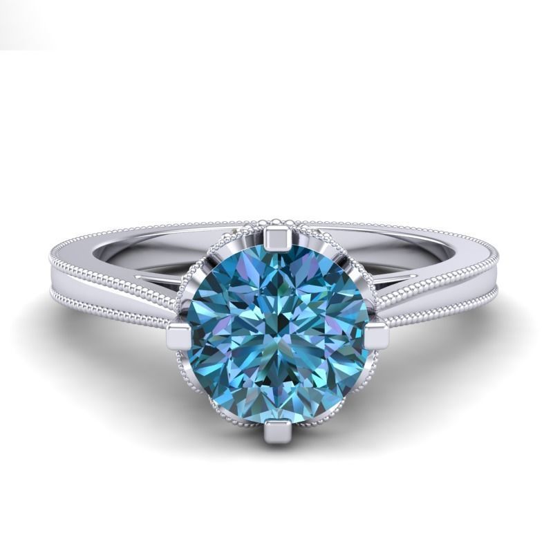 Vintage-3557A4 R engagement ring with diamond 3D print model_7