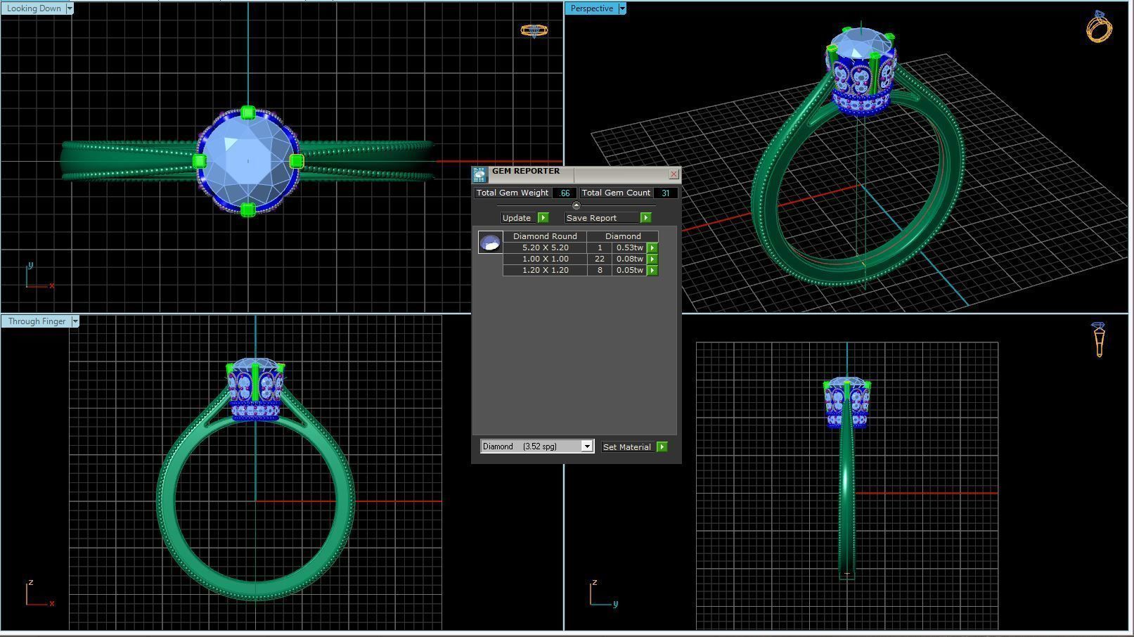 Vintage-3557A4 R engagement ring with diamond 3D print model_2
