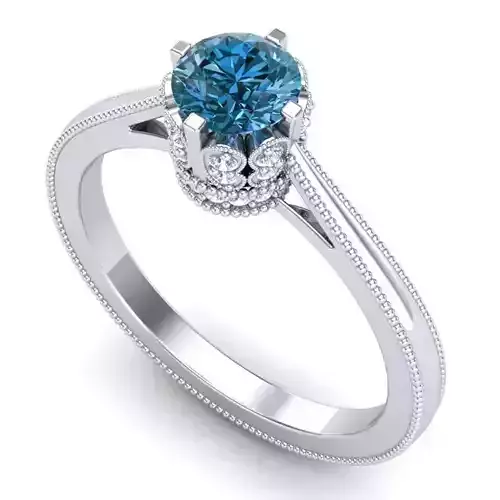 Vintage-3557A4 R engagement ring with diamond 3D print model