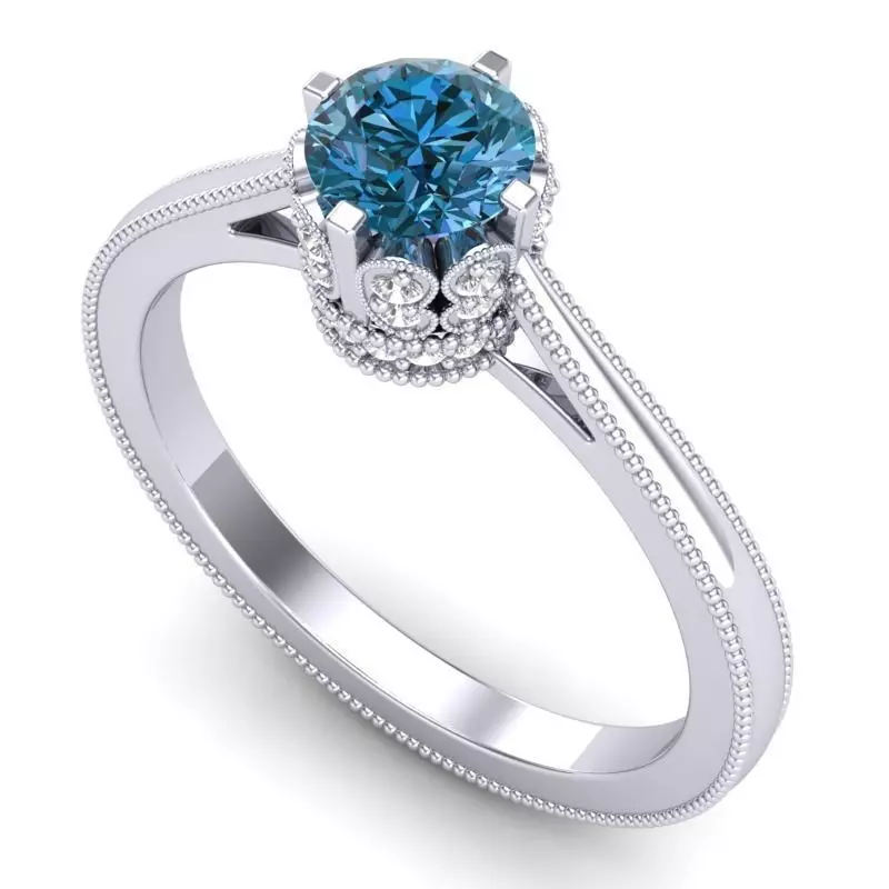 Vintage-3557A4 R engagement ring with diamond 3D print model_0