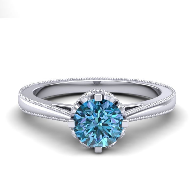 Vintage-3557A4 R engagement ring with diamond 3D print model_1