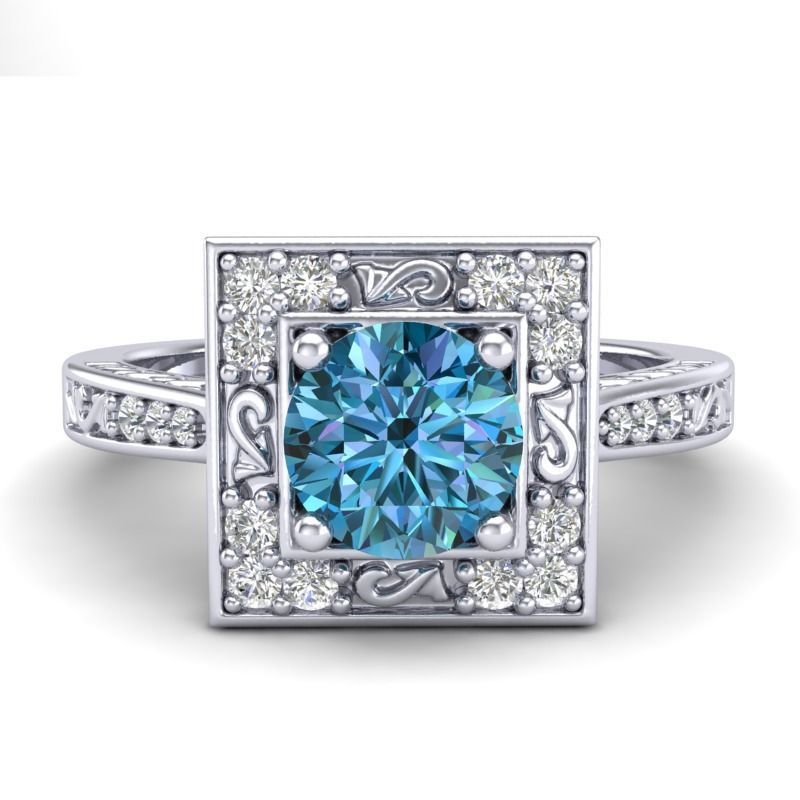 Vintage-3656A4 R engagement ring with sapphire and diamonds 3D print model_1