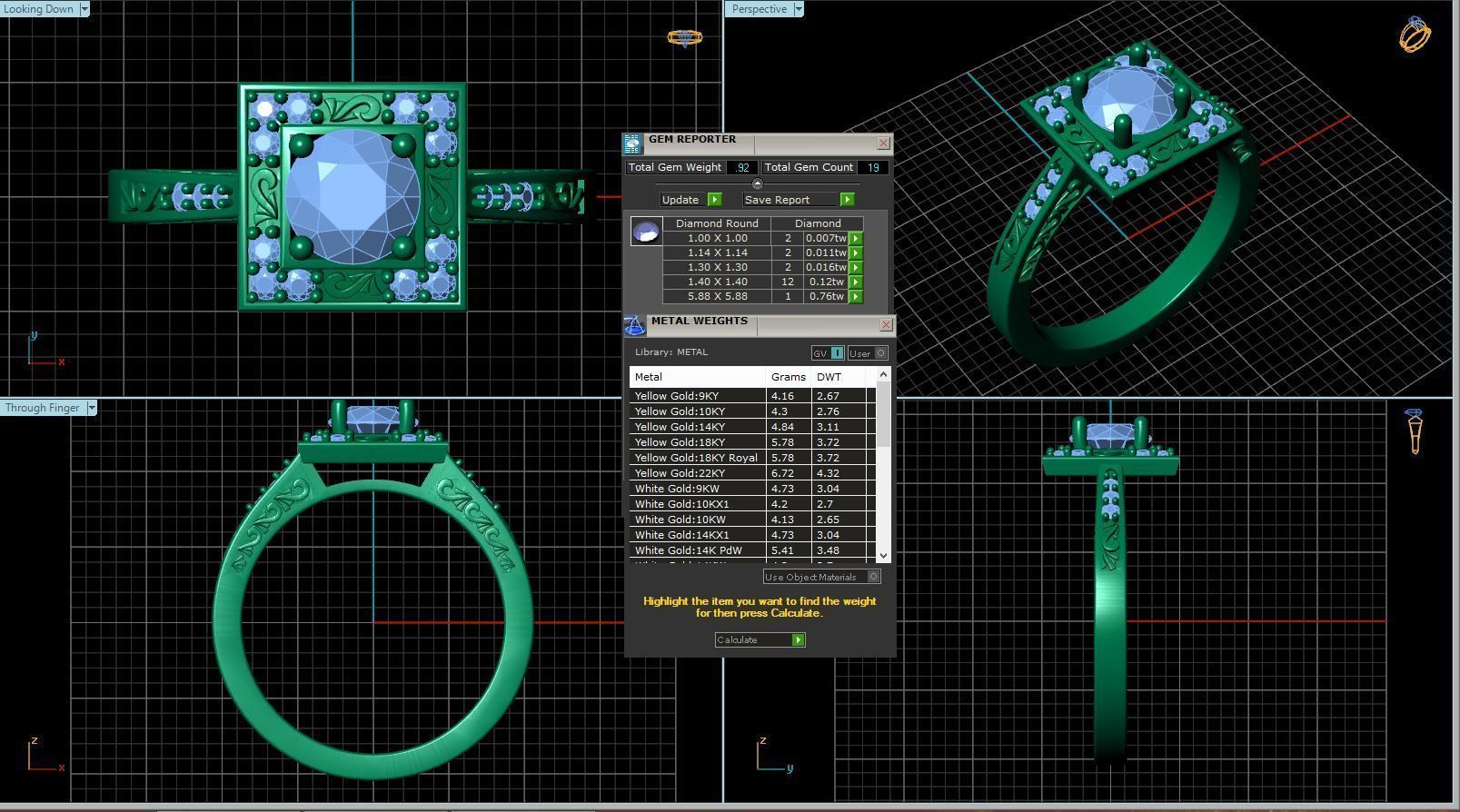 Vintage-3656A4 R engagement ring with sapphire and diamonds 3D print model_2