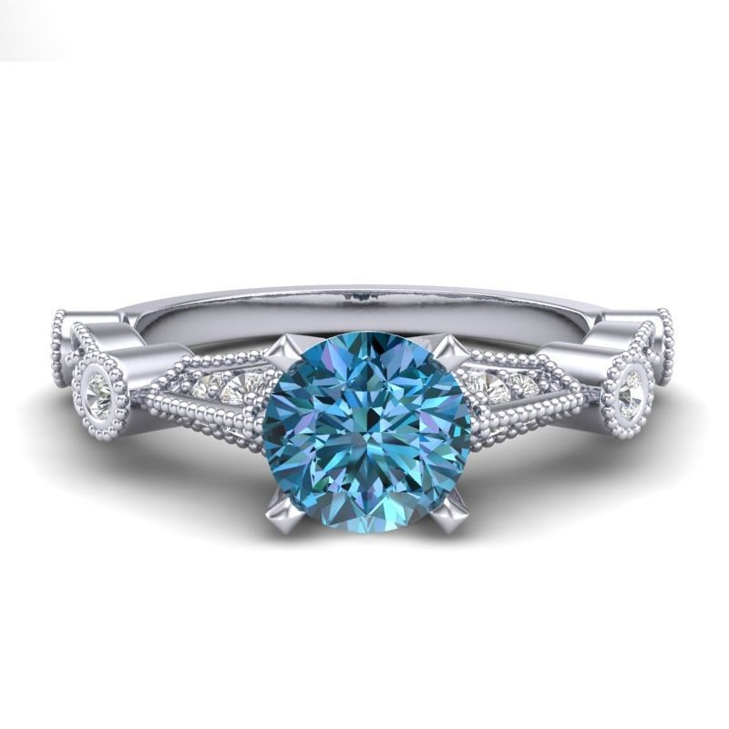 Vintage-3573A4 R sapphire and diamond engagement ring 3D print model_1